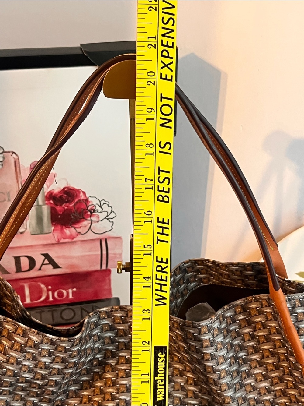 J. McLaughlin Brown and Tan Woven Tote - Picture 6 of 10